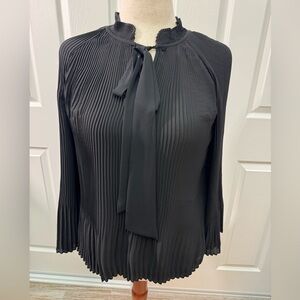 DKNY Black Pleated Blouse L